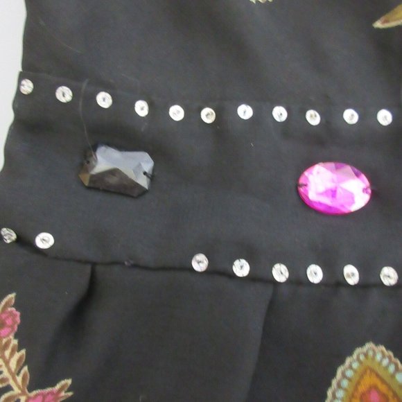 CASSEE'S Sundress Size 2X Colorful Gems Pink Black Pull-On V-Neck Smocked Back - Picture 11 of 12